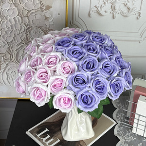 ช่อดอกกุหลาบประดิษฐ์ Jinxi ดอกไม้ผ้าไหมสีม่วงชมพู สำหรับตกแต่งงานแต่งงาน - Product Image 1