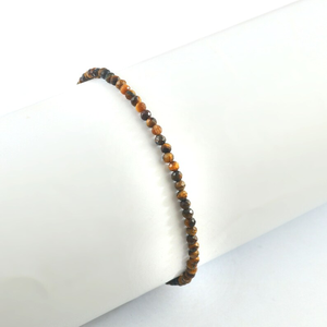 Pulsera de ojo de tigre natural de alto brillo con cuentas redondas microfacetadas con joyería elástica hecha a mano para hombres y mujeres de uso diario - Product Image 3