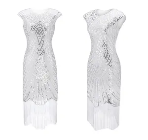 Women s Flapper Dresses 1920s V Neck Beaded Fringed Great Gatsby Dress Vintage Fancy Cosplay Sexy Costumes