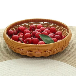 Wicker Fruit <b>Basket</b> Round With Lid Food Container For Kitchen Storage Egg Holder - Product Image 3
