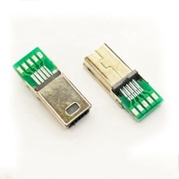 Conector USB Tipo B Mini de 10 Pines Macho con Placa PCB y Cable Soldado para Montaje