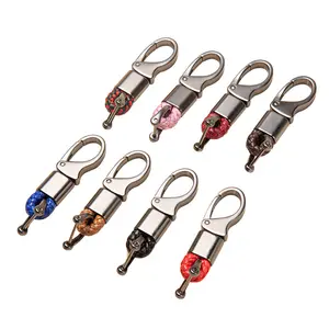 2023 New Car Keychain Modern Simple Men's Hanging Chain Alloy Single and Two Color Leather Rope Keychain
