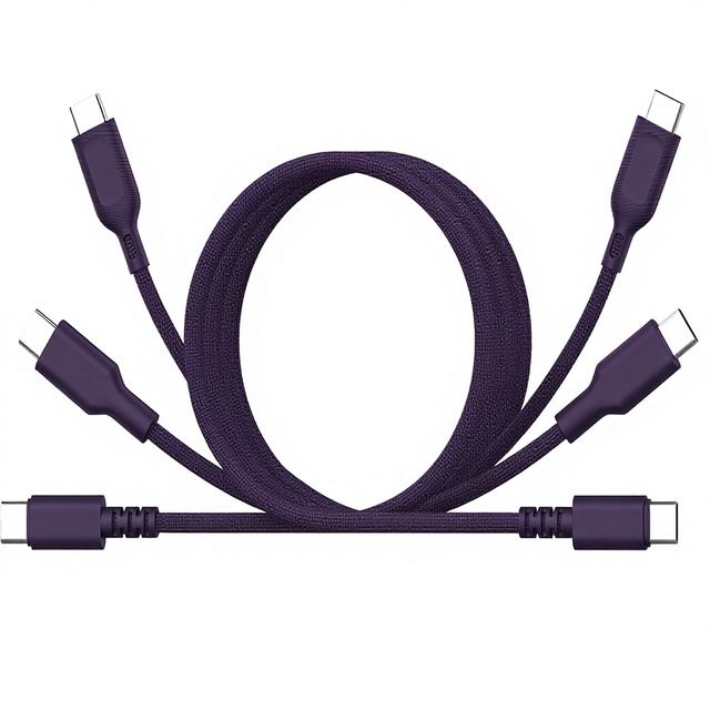 1m USB Type-C to Type-C Fast Charging Cable PVC & TPE Braided Silicone Durable 100,000+ Bend for Anti-Break Cable
