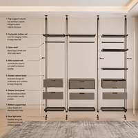 Bibliothèque moderne en métal avec étagères ouvertes, tiroirs et vitrine sans poignées pour chambre à coucher, bureau à domicile, personnalisable