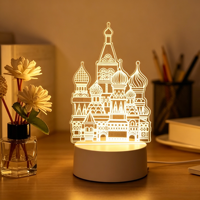Lampe de table de bureau LED en acrylique miniature intelligente et mignonne 2026, lumière de nuit décorative, lampes LED à illusion 3D créatives