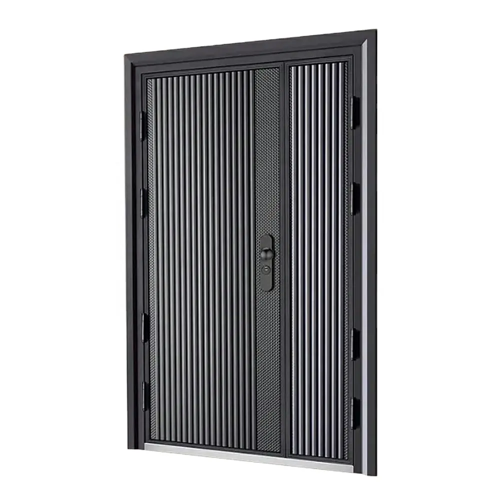 Metal Carving Entrance Front Hot Modern Double Security Cast Aluminum Main Door Iron Gate Design