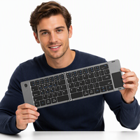 Keyboard Nirkabel Bluetooth 65 Tombol Kustom dengan Touchpad Model Baru, Jangkauan 10 Meter, untuk Laptop atau Desktop, USB K166