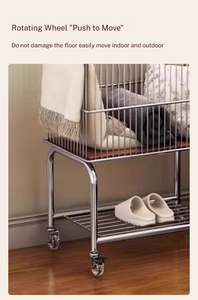 Carrito de Lavandería Rodante Resistente <span class=keywords><strong>para</strong></span> el Hogar, con Estructura de Acero Inoxidable y Cesta de Alambre <span class=keywords><strong>para</strong></span> Almacenamiento en Baños y Hoteles - Product Image 5