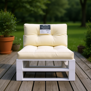 Coussin de palettes d'extérieur crème 27,6 x 15,7 x 4,7 cm en polyester résistant à l'eau, amovible, lavable, toutes saisons - Product Image 2