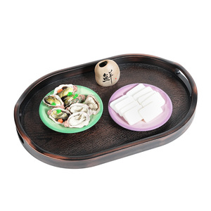 New Chinese and Japanese style <b>tea</b> <b>tray</b>/<b>tray</b>, imitation wood plastic oval shape, household imitation wood barbecue <b>tray</b>/water - Product Image 4