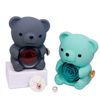 Coffret cadeau de bijoux créatif romantique saint valentin fête des mères anneau rotatif collier ours fleur éternelle