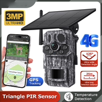 Caméra solaire 4G avec batterie, vision nocturne 2K 3MP, détection de mouvement PIR, IP66, caméra de chasse pour la faune, vision nocturne, GPS intégré