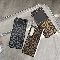 Mode imprimé léopard PU cuir PC coque rigide coque de téléphone pour Samsung Galaxy Z Flip 6 OPPO Find n3 Flip vivo x huawei pocket2