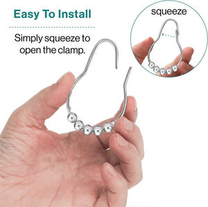 Un ensemble <span class=keywords><strong>de</strong></span> 12 crochets <span class=keywords><strong>de</strong></span> <span class=keywords><strong>rideau</strong></span> <span class=keywords><strong>de</strong></span> <span class=keywords><strong>douche</strong></span> en acier inoxydable sans rouille, boules <span class=keywords><strong>à</strong></span> rouleaux robustes, <span class=keywords><strong>anneaux</strong></span> <span class=keywords><strong>de</strong></span> <span class=keywords><strong>rideau</strong></span> <span class=keywords><strong>pour</strong></span> tringles <span class=keywords><strong>de</strong></span> baignoire - Product Image 5