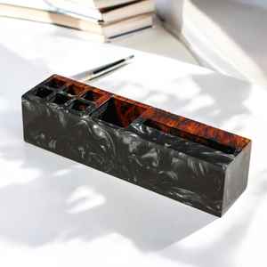 Elevate Office And Study Spaces Using Resin Craft Resin And <b>Wooden</b> <b>Pen</b> Holder With Contemporary Artistic Finish - Product Image 2