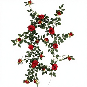 Guirlande de roses artificielles faites à la main en gros, fausse guirlande de roses grimpantes, approvisionnement en vrac pour hôtels, mariages, décorations de Noël, écologique - Product Image 1