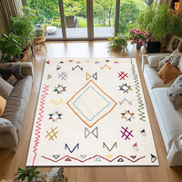 Tapis en velours cristal abstrait vintage pour salon, résistant aux taches, antidérapant, style marocain décoratif rétro
