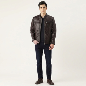 2026 Outdoor Wear Heavyweight Breathable Mens Genuine Leather <b>Jacket</b> Waterproof <b>Zip</b> <b>up</b> Vintage Autumn Biker OEM Service - Product Image 1