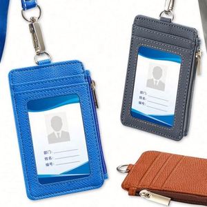 <b>Leather</b> Slim Minimalist Zipper RFID Wallet for Men&Women Pu Card Holder With Id <b>Lanyard</b> - Product Image 6