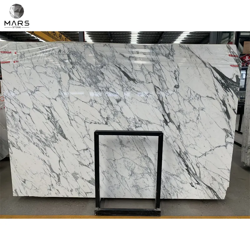 Snow White Marble Stone Natural Statuario White Italian Marble Slab For Wall And Flooring