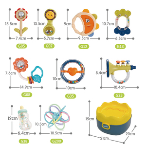 Ensemble de jouets sensoriels en plastique pour bébé : clochette musicale, hochet à agripper et tourner, et jouets de dentition pour l'éveil précoce - Product Image 2