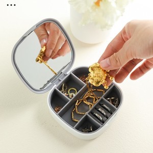 Jewelry Organizer Box With <b>Mirror</b> And Compartments For Rings Necklaces Earrings <b>Plastic</b> Storage Case For Women Travel Use - Product Image 4