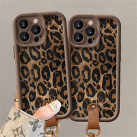 Étui de téléphone rétro en léopard brun pour iPhone 16 Pro Max 15 14 13 Filles Femmes Coque de téléphone portable en silicone souple de luxe