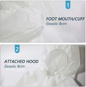 Trajes de Protección Desechables Tipo 5 y Tipo 6, Transpirables, para Pintores, con Capucha, Blancos, Microporosos, Antiestáticos, con Certificado CE - Product Image 3