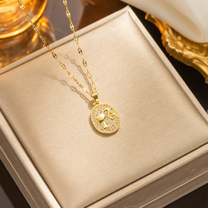 Collier en acier inoxydable plaqué or avec pendentif micro-pavé de luxe AA Hy Kinds, collier en zircon pour femme, cadeaux pour <span class=keywords><strong>maman</strong></span> - Product Image 5