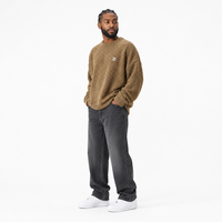 Pull en maille pour homme avec logo personnalisé, col rond, manches longues, poids moyen, kaki, doux, confortable, automne-hiver, en acrylique, fabrication OEM & ODM