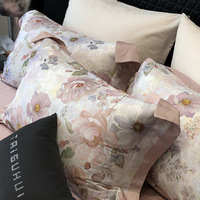 Parure de lit quatre pièces personnalisable style pastoral, imprimé floral américain numérique, housse de couette matelassée et drap de lit