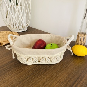 Artisan Tissé Grand Coton Corde Panier <span class=keywords><strong>À</strong></span> <span class=keywords><strong>Pain</strong></span> De Luxe Renforcé Cadre En Fer Lavable <span class=keywords><strong>Tissu</strong></span> Insert Rustique Organisation Poignées - Product Image 6