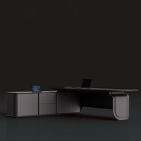 Bureau de direction moderne en forme de L, taille personnalisée, bureau moderne de luxe, noir