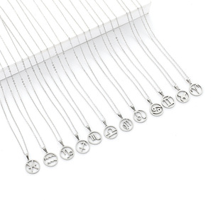 Collier de signe d'étoile en acier inoxydable Collier plaqué or sans ternissement 12 pendentifs de signe d'étoile Collier d'astrologie de symbole gravé - Product Image 4