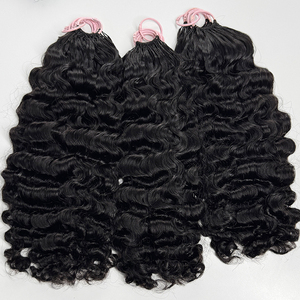 Extensiones de Cabello Humano Rizado Negro Natural para Crochet, Pre-Enlazadas, Suaves y con Rizos Voluminosos para Colección de Peinados Boho - Product Image 3