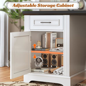 Escritorio ejecutivo en forma de L de granja, escritorio de oficina en casa con cajones y gabinete de almacenamiento y toma de corriente, escritorio de <span class=keywords><strong>computadora</strong></span> de esquina, blanco - Product Image 5