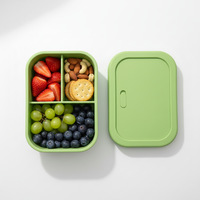 Boîte à lunch portable en silicone bento pour enfants sans bpa avec pack de 2 compartiments à 3 compartiments
