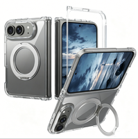 Étui de protection transparent antichoc GSCASE pour iPhone Duo 360 °   Support magnétique rotatif pour téléphone, coque pliable