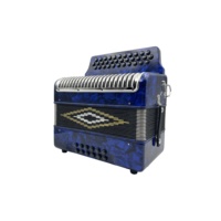 SEASOUND Accordéon Diatonique Professionnel 12 Basses pour Étudiant JB3412 Haute Qualité OEM Bois Bleu Celluloïde 34 Boutons 3 Registers