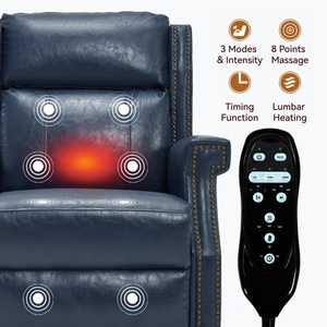 Cuir synthétique ciré bleu Manuel 155 °   <span class=keywords><strong>Fauteuil</strong></span> inclinable avec massage et chaleur, sans outils, robuste - Product Image 4