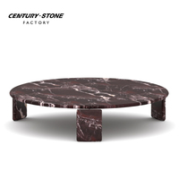 Table basse ronde en marbre noir de luxe moderne en pierre naturelle Centurystone pour le salon