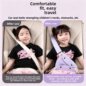 Ajusteur de ceinture de sécurité en cuir premium pour siège auto enfant, anti-étranglement, sangle d'assistance bébé, protecteur d'épaule, fixateur universel - Product Image 4
