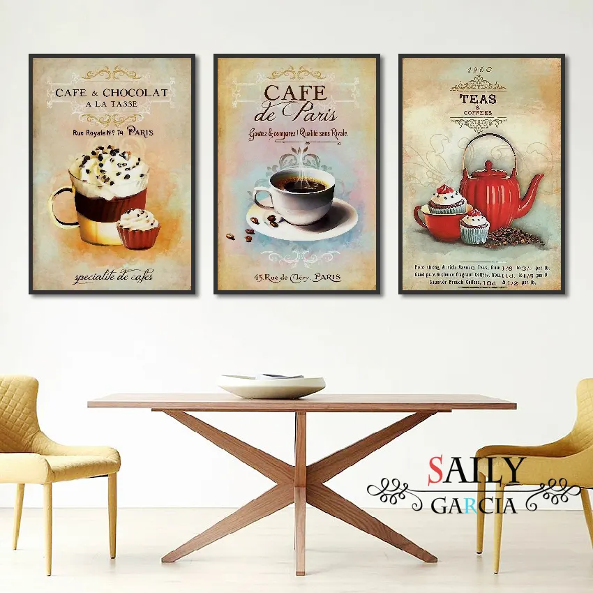 Nordic Poster Vintage Minimalis Modern Kopi Makanan Penutup Kanvas Lukisan Abstrak Dekorasi Rumah Dinding Gambar