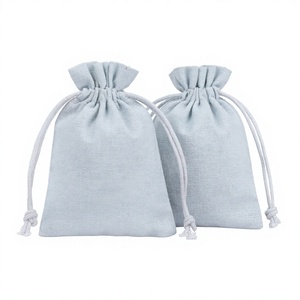 Wholesale Light Gray Biodegradable Cotton Jewelry Organizer Pouch With Custom Logo Handmade Indian <b>Drawstring</b> Gift Packaging Bag - Product Image 1