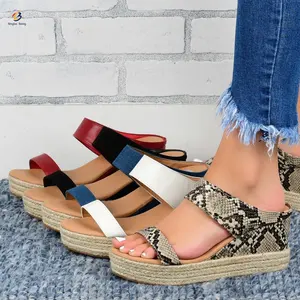 Kız için toptan sandaletler takozlar yüksek topuklu yaz kama sandalet espadrilles womens