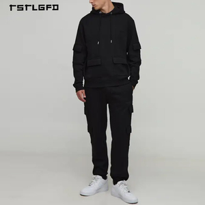 Completo Tattico da Uomo in 2 Pezzi, Tessuto Sostenibile di Alta Qualità, Felpa con Zip e Cappuccio con Grandi Tasche, Set Joggers Ecologico Stile Notturno - Product Image 3