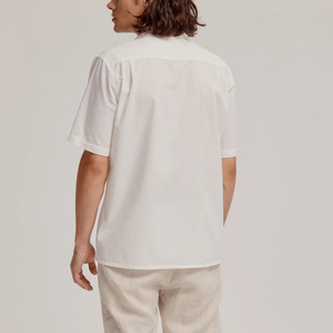 <span class=keywords><strong>Camicia</strong></span> da cialda in cotone <span class=keywords><strong>Seersucker</strong></span> a metà peso bianca con bottone e colletto cubano - Product Image 3