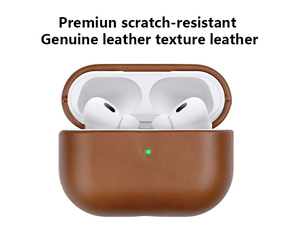 Factory Price Protective Price Available Texture <strong>Crazy</strong> Horse Oil Wax Genuine Leather for Apple AirPods 1/2 1 2 3 4 AirPods Pro2 - Product Image 2