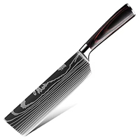 Ensemble de couteaux de chef de haute qualité, 10 pièces, acier inoxydable, motif laser, avec manche en bois, boîte cadeau