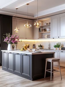 China Manufacturer Factory Price Custom High Level Quality Luxury Solid Wood <strong>Cupboard</strong> <strong>Kitchen</strong> Cabinets with Island <strong>Storage</strong> - Product Image 5